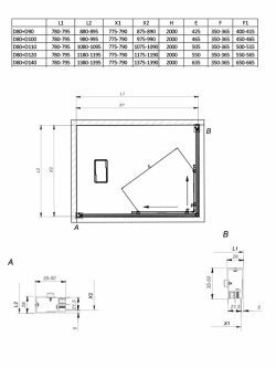 Tuš kabina Venus crna 80x110x200cm 6mm činčila-2