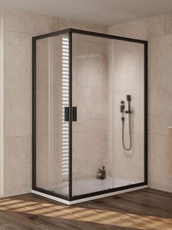 Tuš kabina Venus crna 80x90x200cm 6mm činčila