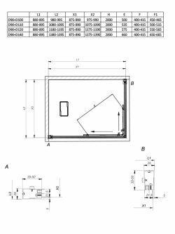Tuš kabina Venus crna 90x140x200cm 6mm činčila-2