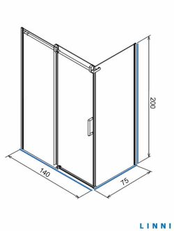 Tuš kabina Ideal Linni Leva 75x140x200cm 8mm staklo-2