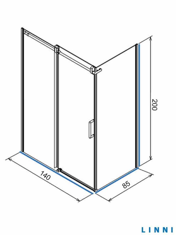 Tuš kabina Ideal Linni Leva 85x140x200cm 8mm staklo-2