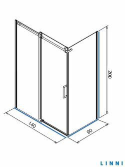 Tuš kabina Ideal Linni Leva 90x140x200cm 8mm staklo-2