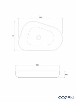 Lavabo nadgradni 58x47cm asimetrični Copen C-15-219MB crna-2