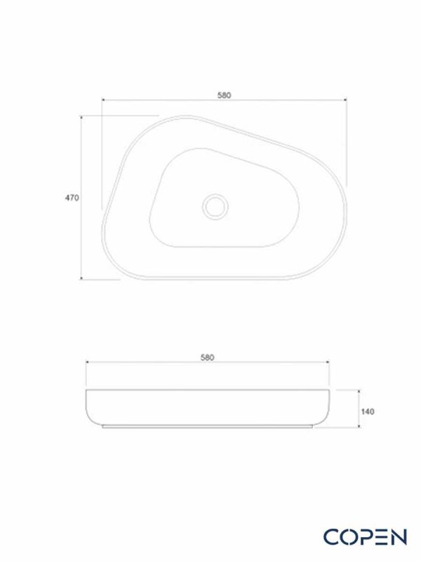 Lavabo nadgradni 58x47cm asimetrični Copen C-15-219MB crna-2