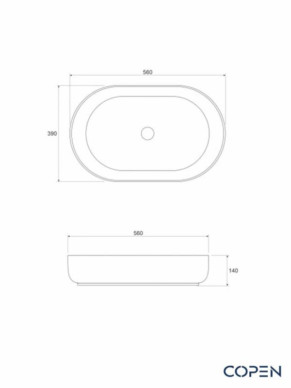 Lavabo nadgradni 56x39cm Copen C-15-213MW-2