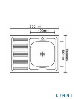 Ugradna sudopera Linni 8060 A/D Inox 80x60cm-2