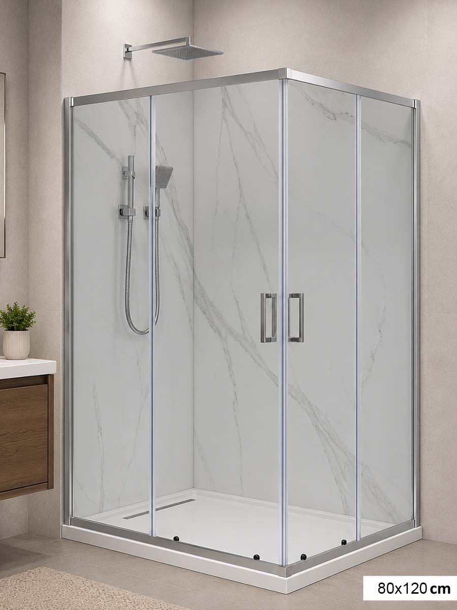 Tuš kabina Hidrosan Basic srebrni ram 80x120 5mm Tuš kabina Hidrosan Basic srebrni ram 80x120 5mm
