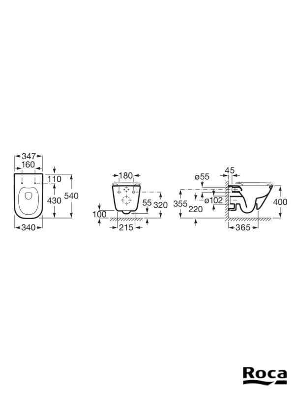 WC šolja konzolna Gap Rimless Roca A34647L000-5