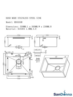 Inox sudopera HD5550R Koper komplet SanDonna-3