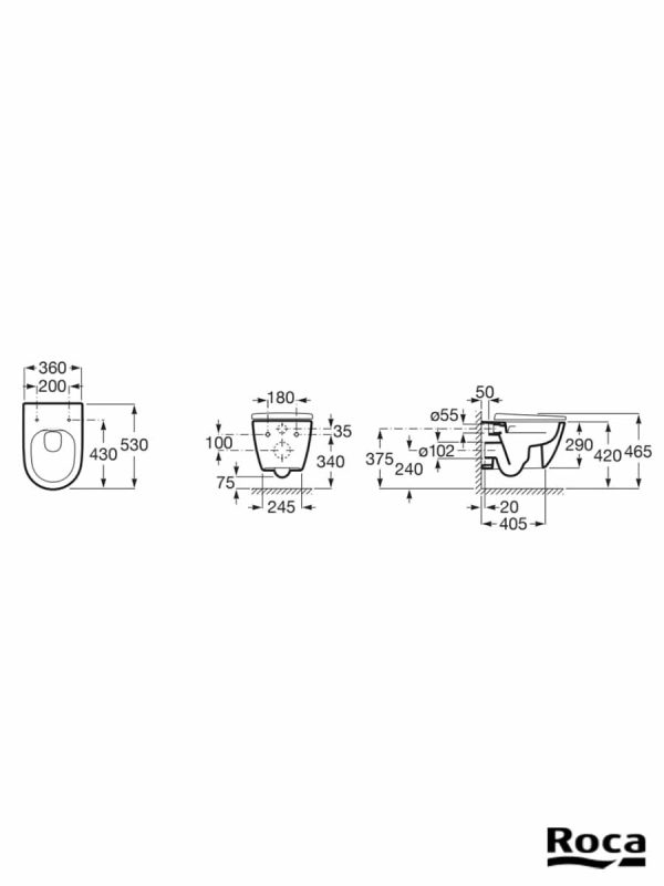 WC šolja konzolna Ona Rimless Roca A346687000-7