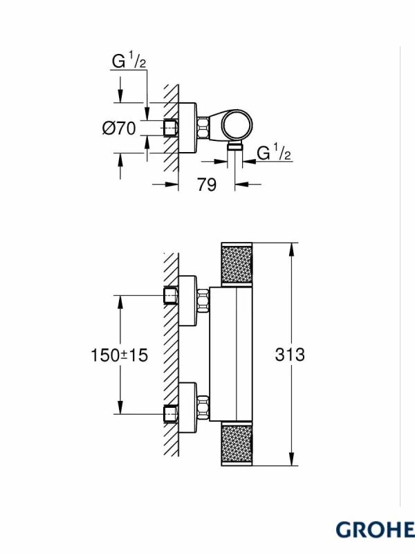 Termostatska baterija za tuš Grohe 34827000 Grohtherm 1000 Performance4