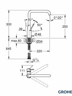 Baterija za sudoperu Grohe Essence L 30505DA0-2