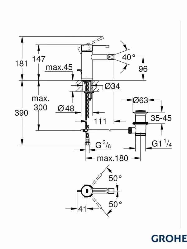 Baterija za bide Grohe Essence 24395KF1 phantom black-4