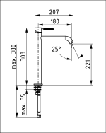 Baterija za lavabo visoka LUMA Hrom 00620SS Herz 1