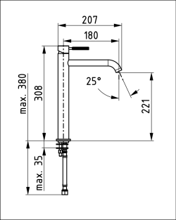 Baterija za lavabo visoka LUMA Siva 00620GM Herz 1