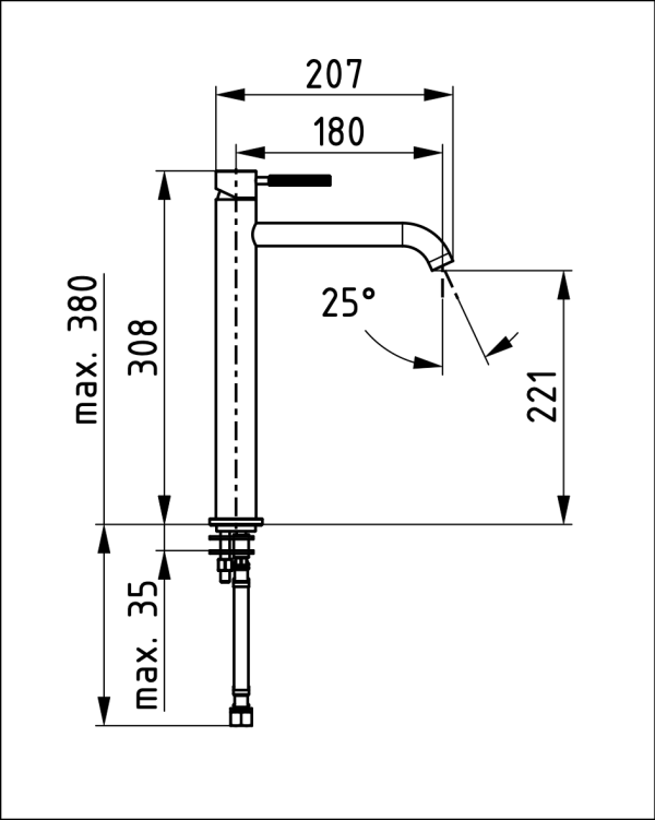 Baterija za lavabo visoka LUMA Siva 00620GM Herz 1
