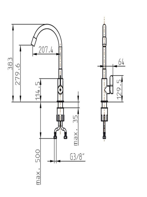 Baterija za sudoperu Elite Slim Crna ES24 00123 Herz 1