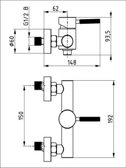Baterija za tuš kadu LUMA Black Chrome j40BC 00410BC Herz 1