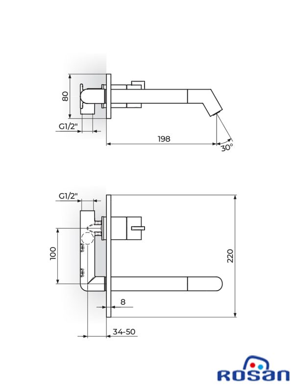 Ugradna baterija za lavabo S3 Rosan 331401