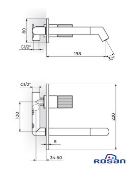 Ugradna baterija za lavabo S4 Rosan 431401 1