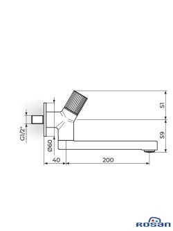 Zidna baterija za hladnu vodu - pokretni izliv 200mm S4 Rosan 452200 1