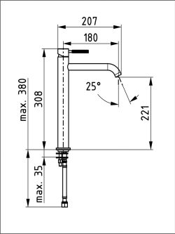 Baterija za lavabo visoka LUMA Crna 00620BC Herz 1